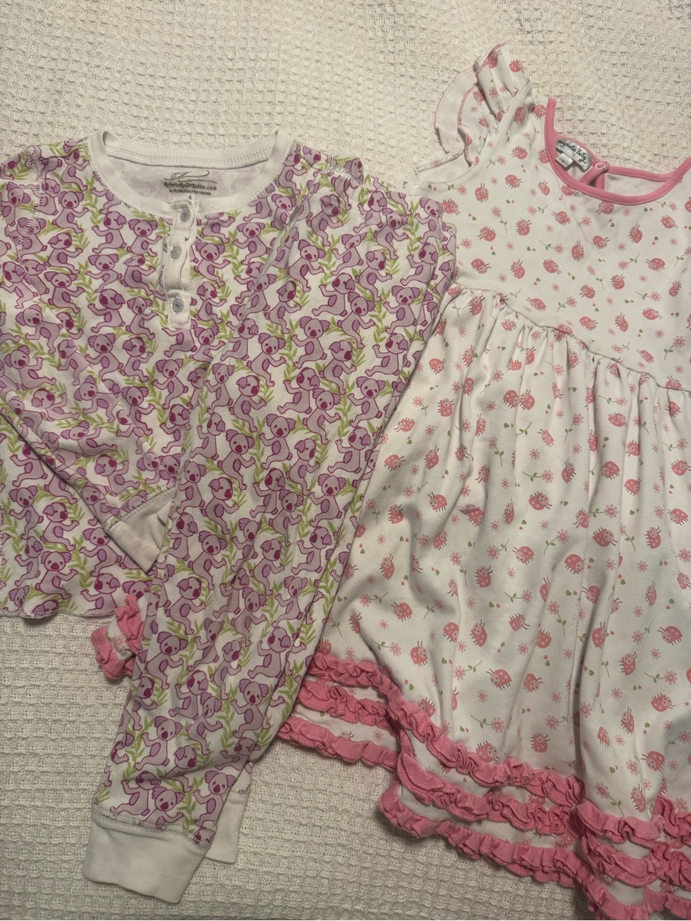 Roberta Roller Rabbit koala pajama set and magnolia baby dress